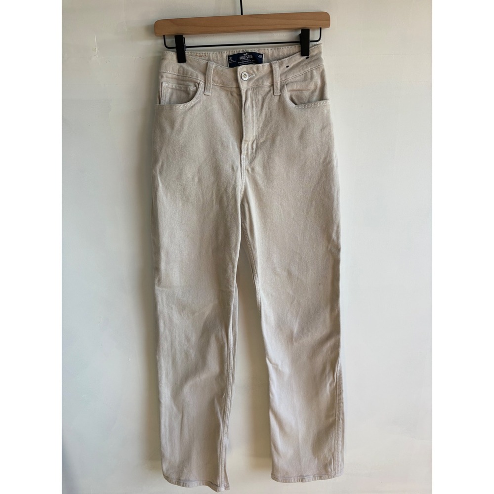 Hollister Ultra High-Rise Dad Jeans Cream Off-White Vintage Stretch 2R W26R